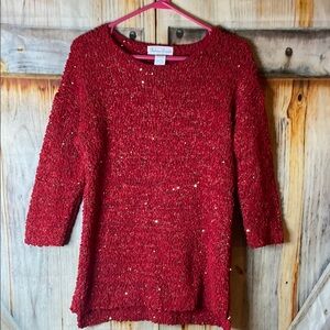Elegant Red Sparkly Women's Sweater